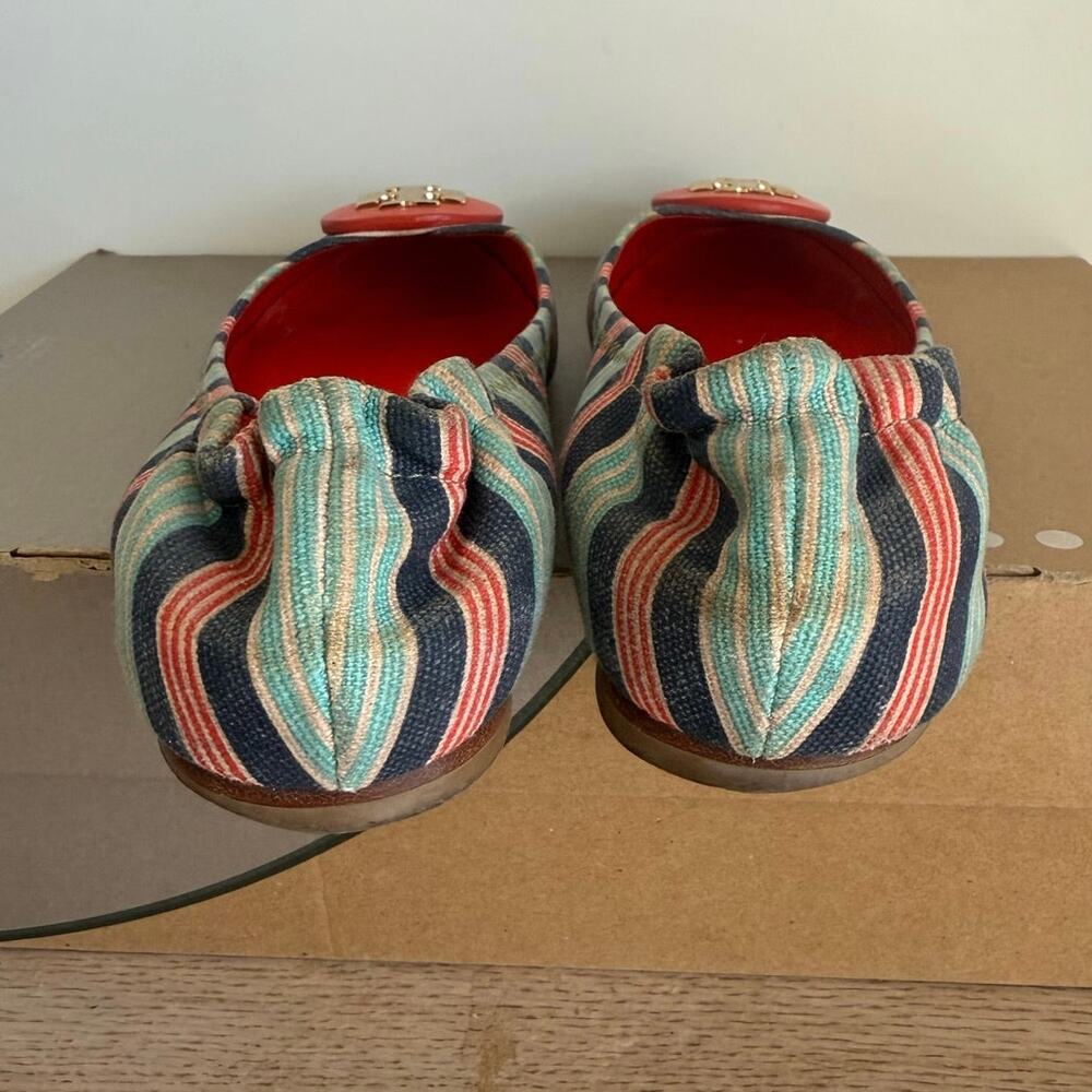 Tory Burch Reva Printed Canvas Bauer Striped Ball… - image 6